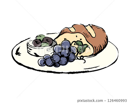 Retro meal image line drawing Retro meal image line drawing 126460993