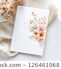 A high-resolution invitation card mockup featuring a watercolor floral design on a plain white background. Soft pastel colors create an elegant and cheerful feel, ideal for events. 126461068