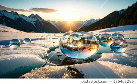 bubbles trapped in ice .Background concept. Generated Image 126461299
