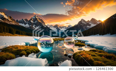 bubbles trapped in ice .Background concept. Generated Image bubbles trapped in ice .Background concept. Generated Image 126461300