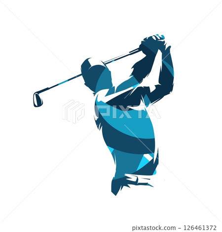 Golf player, abstract blue isolated vector silhouette 126461372