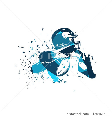 American football player, quarterback throws ball, abstract blue isolated vector illustration. American football player, quarterback throws ball, abstract blue isolated vector illustration. 126461390