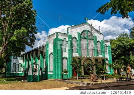 Parish of Saint Anthony of Padua in Belterra, Para in Brazil. American village built by Henry Ford Parish of Saint Anthony of Padua in Belterra, Para in Brazil. American village built by Henry Ford 126461429