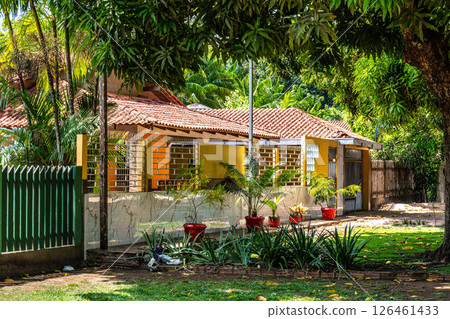 American-style houses in Belterra, Para in Brazil. American village built by Henry Ford 126461433