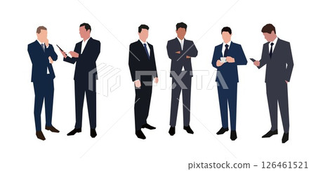 Business men, group of business people, set of flat design illustrations in various poses 126461521