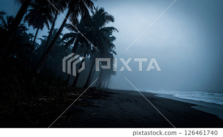 tropical beach with palm trees background with copy space. Generated Image 126461740