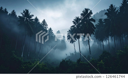 tropical beach with palm trees background with copy space. Generated Image 126461744
