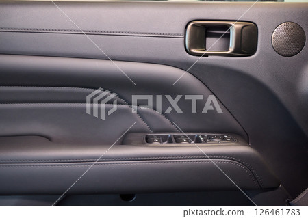A car door with trim showcasing automotive design details A car door with trim showcasing automotive design details 126461783