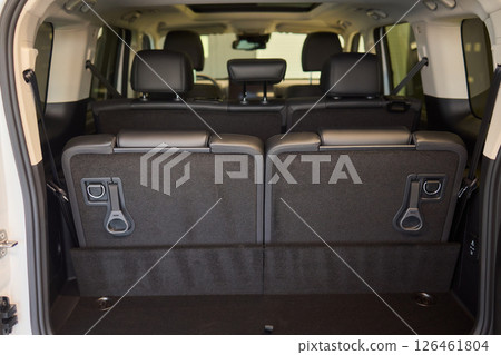 Modern SUVs have a stylish, spacious interior with foldable back seats and ample cargo space Modern SUVs have a stylish, spacious interior with foldable back seats and ample cargo space 126461804