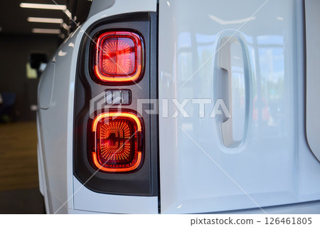 Closeup of a cars automotive tail brake light 126461805