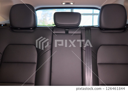 Car back seat with headrest and arm rest, a comfortable automotive fixture Car back seat with headrest and arm rest, a comfortable automotive fixture 126461844