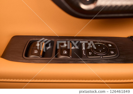 Modern Car Door Control Panel with Window Switches for convenience and functionality Modern Car Door Control Panel with Window Switches for convenience and functionality 126461849