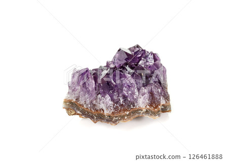 Amethyst Crystal Druse macro mineral on white background Amethyst Crystal Druse macro mineral on white background 126461888