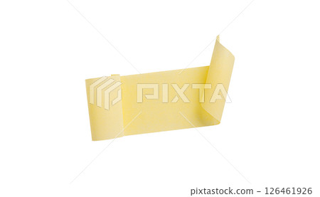 Yellow painter's tape isolated on white background, macro. Torn, crumpled, twisted strips of yellow painter's tape on white background Yellow painter's tape isolated on white background, macro. Torn, crumpled, twisted strips of yellow painter's tape on white background 126461926