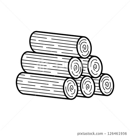 Hand drawn wood logs icon. Vector illustration in doodle sketch style isolated on white background. Hand drawn wood logs icon. Vector illustration in doodle sketch style isolated on white background. 126461936