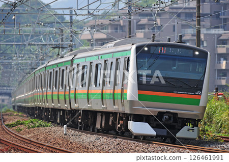 Tokaido Line Manazuru JR East E233 series 3000 series E54 train (Kozu) Tokaido Line Manazuru JR East E233 series 3000 series E54 train (Kozu) 126461991
