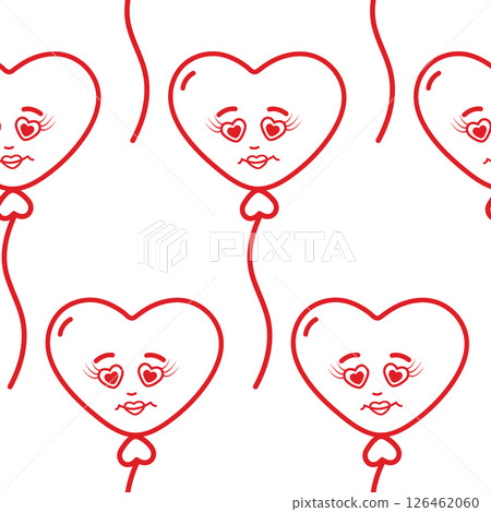 Heart Shaped Balloons Seamless Pattern Valentines Day or other romantic event Minimalist Background Heart Shaped Balloons Seamless Pattern Valentines Day or other romantic event Minimalist Background 126462060