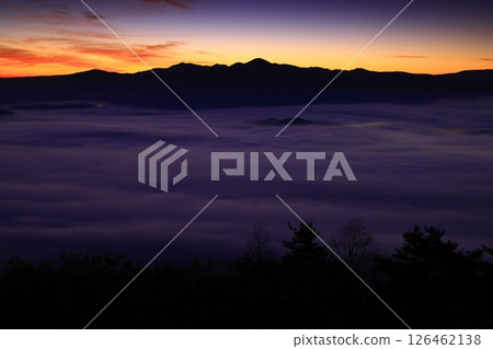 Dawn scenery in Tono City, Iwate Prefecture 126462138