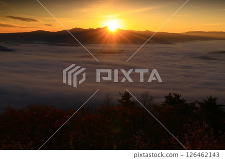 Dawn scenery in Tono City, Iwate Prefecture Dawn scenery in Tono City, Iwate Prefecture 126462143