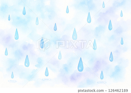 Watercolor style raindrops and pale sky background 126462189