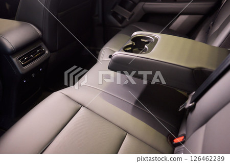 Vehicle armrest with cup holder, beige design, for luxury cars 126462289