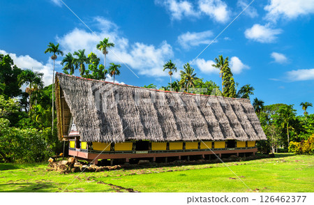 Airai Bai, a traditional meeting house for men on Palau Babeldaob island in Micronesia, Oceania 126462377