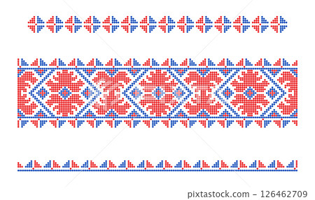 Traditional ornaments set in red blue from Ukraine 126462709