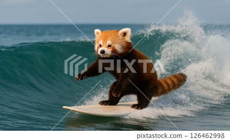 Red panda enjoying surfing 126462998