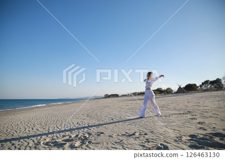 Calabria Dancer Girl On The Beach Near The Sea Calabria Dancer Girl On The Beach Near The Sea 126463130