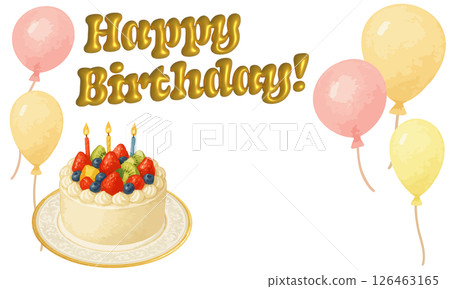 Balloon lettering Happy Birthday illustration | Perfect material for birthday cards and celebration designs Balloon lettering Happy Birthday illustration | Perfect material for birthday cards and celebration designs 126463165