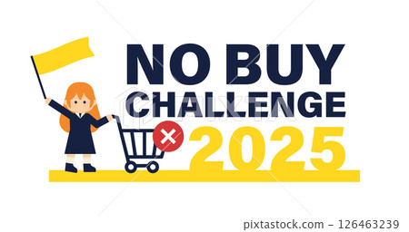 2025年無購買挑戰插圖及消費減少活動視覺資料 126463239