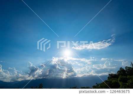 [Summer material] Matsumoto Plain and cumulonimbus clouds [Nagano Prefecture] 126463675
