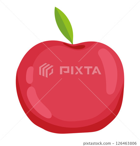 Red shiny apple with leaf. Vector Red shiny apple with leaf. Vector 126463806