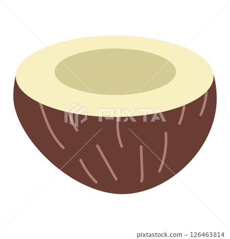 Half coconut with inner pulp. Vector 126463814