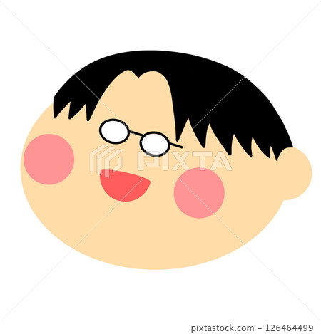 Illustration of a man wearing glasses with a center parting Illustration of a man wearing glasses with a center parting 126464499