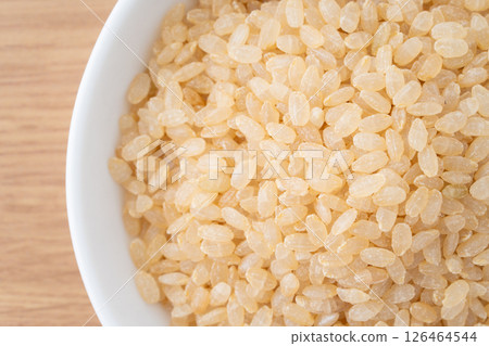 Germinated brown rice (raw rice) in a plate Germinated brown rice (raw rice) in a plate 126464544