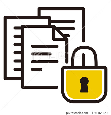 Illustration of a padlock protecting documents Illustration of a padlock protecting documents 126464645