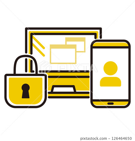 保護電腦和智慧型手機的掛鎖插圖 126464650