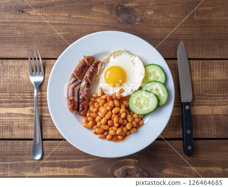 經典的英式早餐。英式早餐 126464685