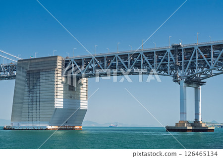 <香川縣>藍天下的瀨戶大橋 126465134