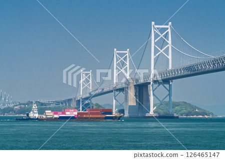 <香川縣>藍天下的瀨戶大橋 126465147