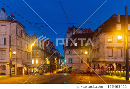 Night scene of Quai Vauban in the city of Besancon.  126465421