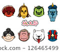 Momotaro and his companions and demon icon 126465499