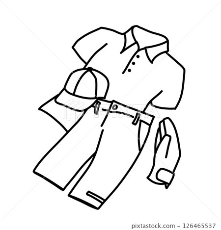 高爾夫服短袖男裝套裝單色圖示插圖 高爾夫服短袖男裝套裝單色圖示插圖 126465537