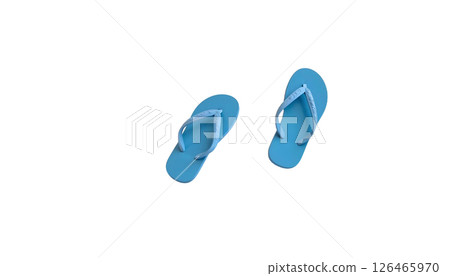 A pair of blue flip flops isolated on a transparent background, perfect for summer beach vacations and casual outings 126465970