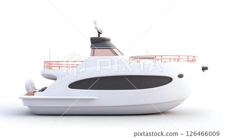 A solitary white boat against a white backdrop, evoking a sense of calm and tranquility 126466009