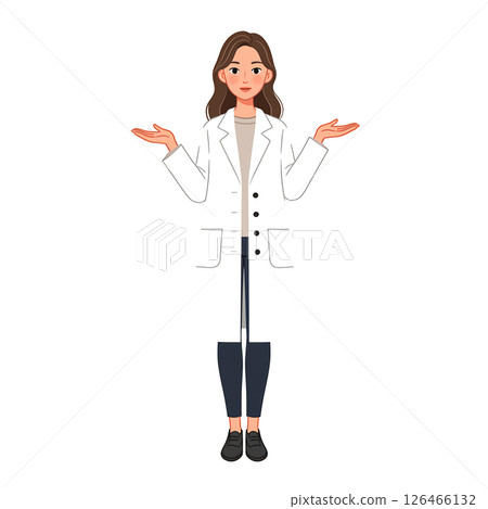 Illustration material of a woman in a white coat explaining 126466132