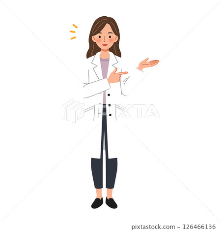 Illustration material of a woman in a white coat explaining 126466136