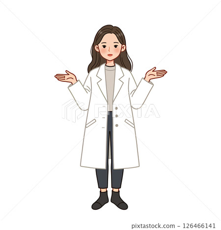 Illustration material of a woman in a white coat explaining 126466141