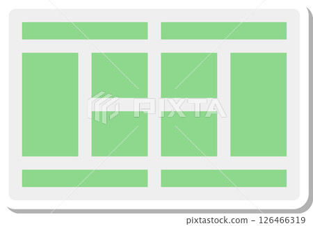 Sticker-style sports-related single icon: Tennis court 126466319
